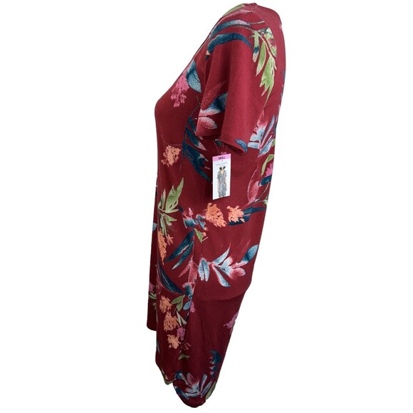 Christian Siriano NY Size Small Red Floral Short Sleeve Shift Dress Hi Low NEW - Picture 5 of 8